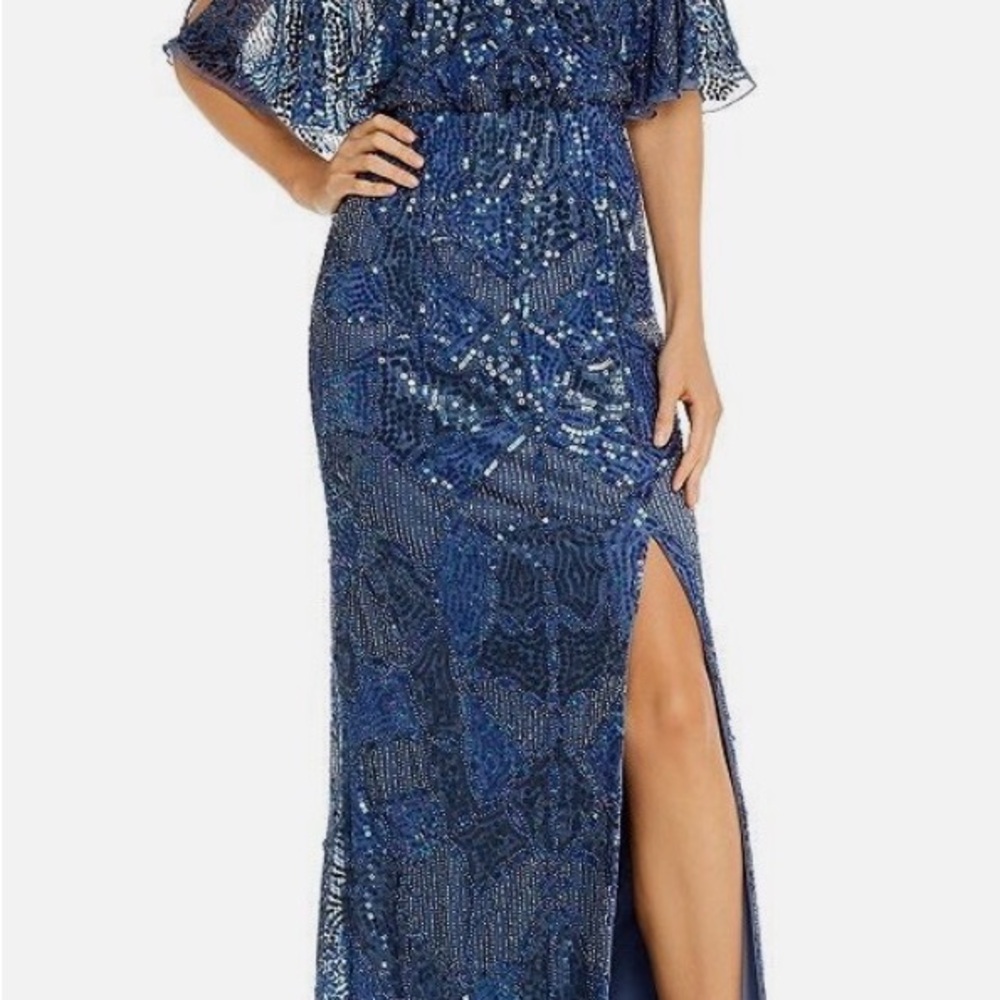 Aidan Mattox Blue Sequin Gown